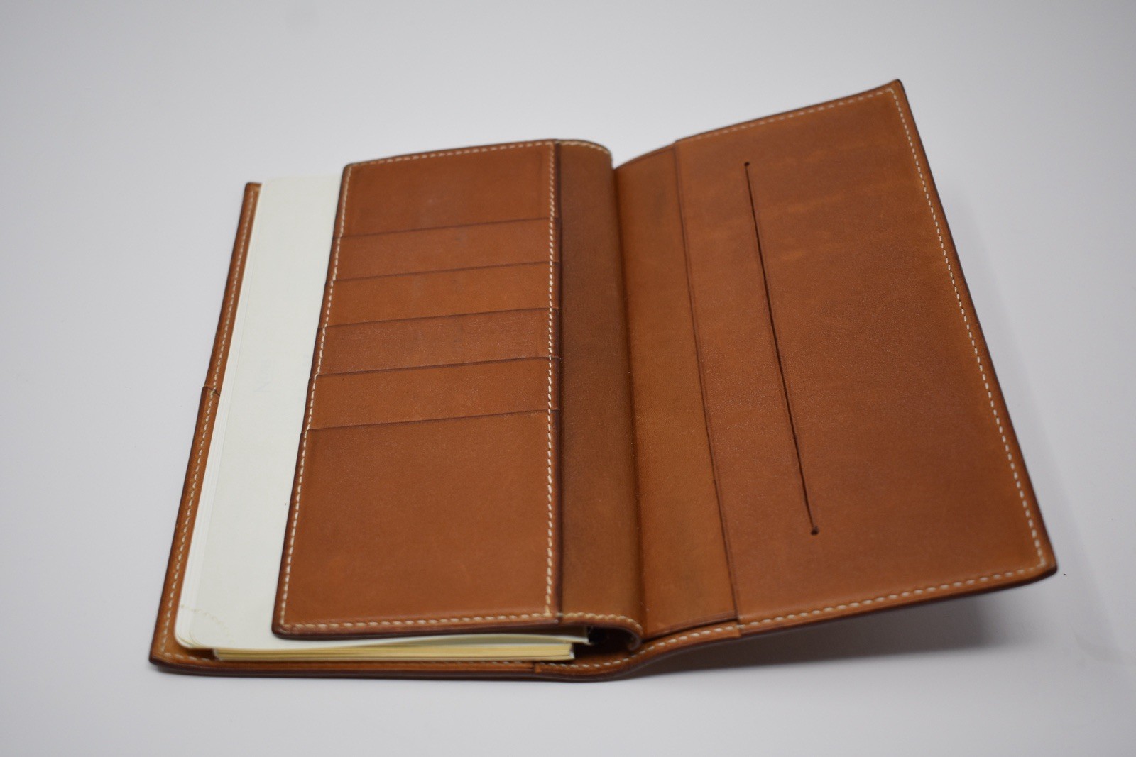 Hermes Vintage Tan/Brown Leather 7 Slot Bifold Notebook/Agenda/Wallet/Holder