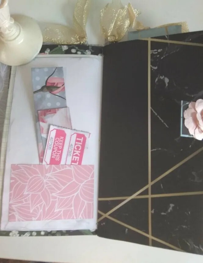 SALE! Handcrafted 10″ Journal Scrapbook Paper Writing Notebook Pink Green Roses