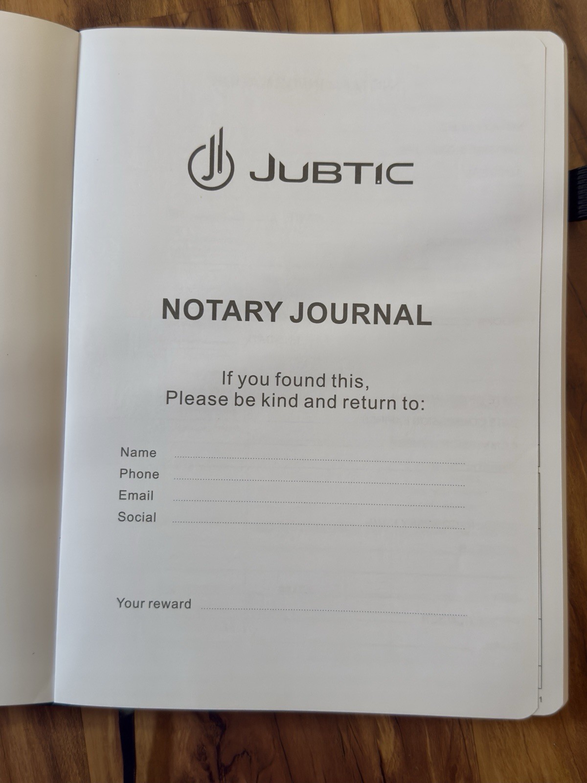 JUBTIC Notary Journal Log Book 474 Entries, 158 Numbered Pages, 8.5×11” Black