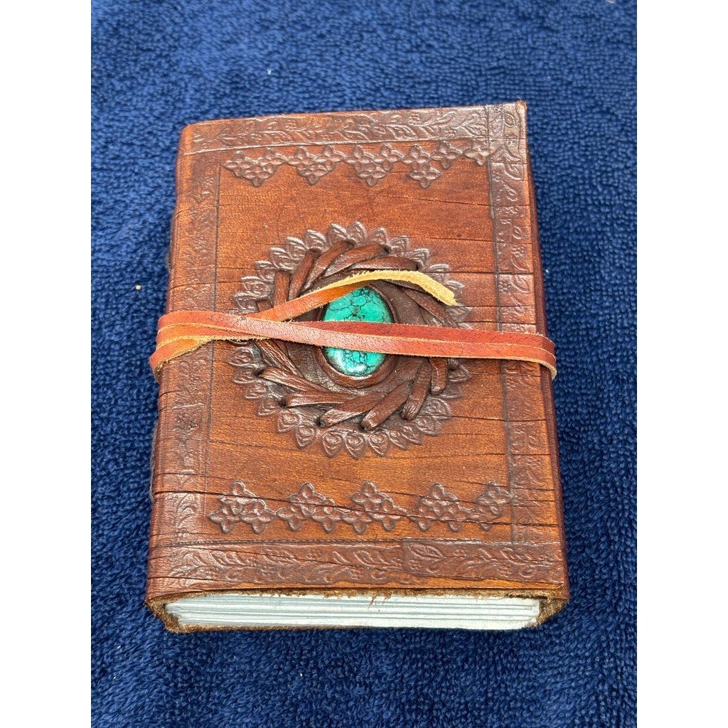 Handmade Leather Journal Notebook Diary Embossed Celtic Design Stone