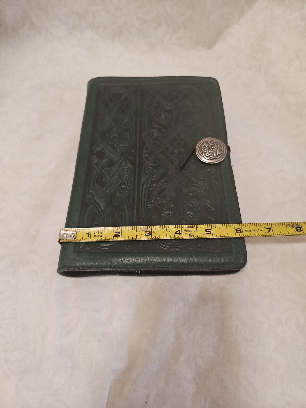 Oberon Design Leather Book Journal Cover 6″ x 9″ Celtic Hunter GREEN