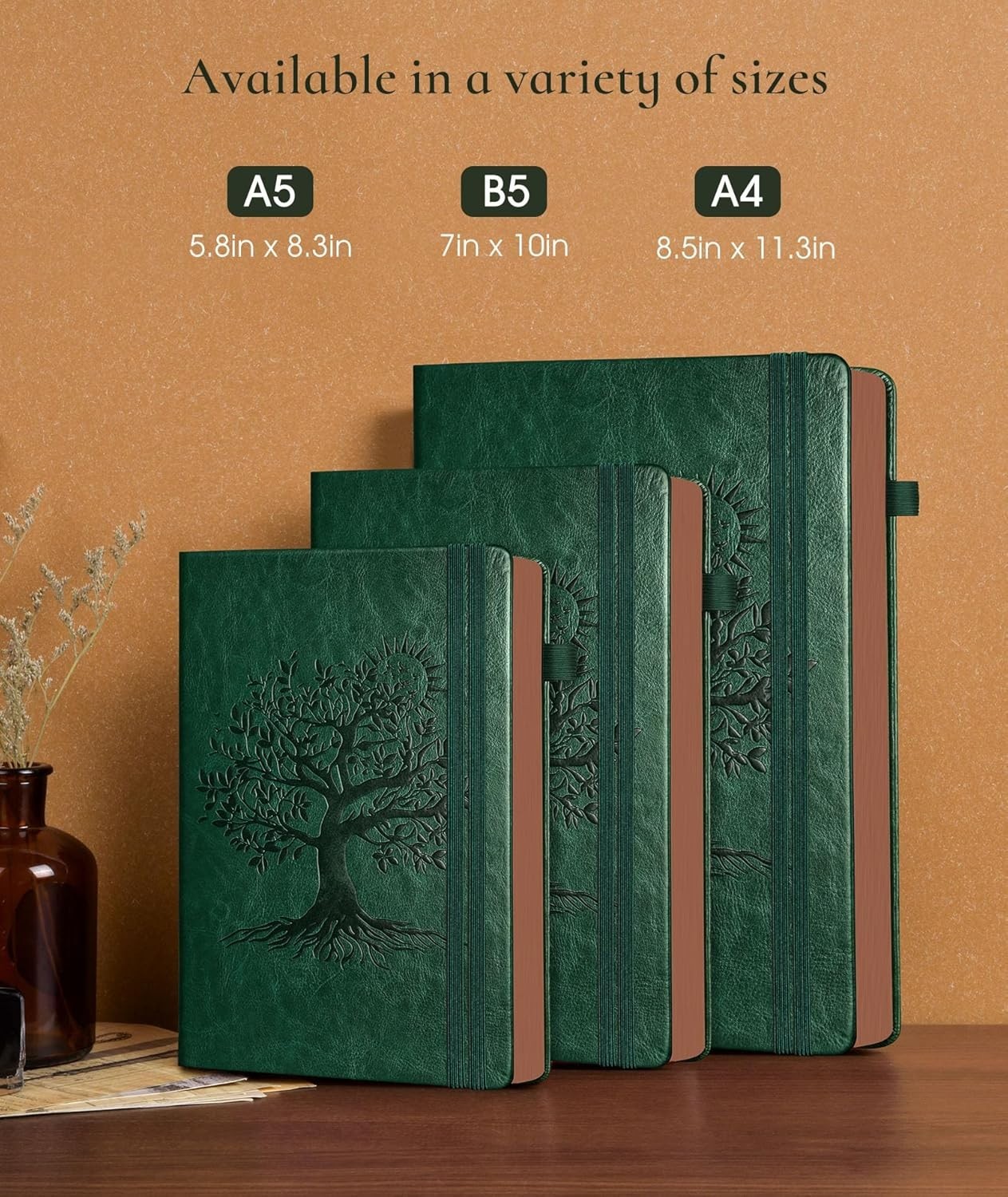 Vintage Leather Journal – 300 Page Lined Journal Notebook with Numbered Pages…