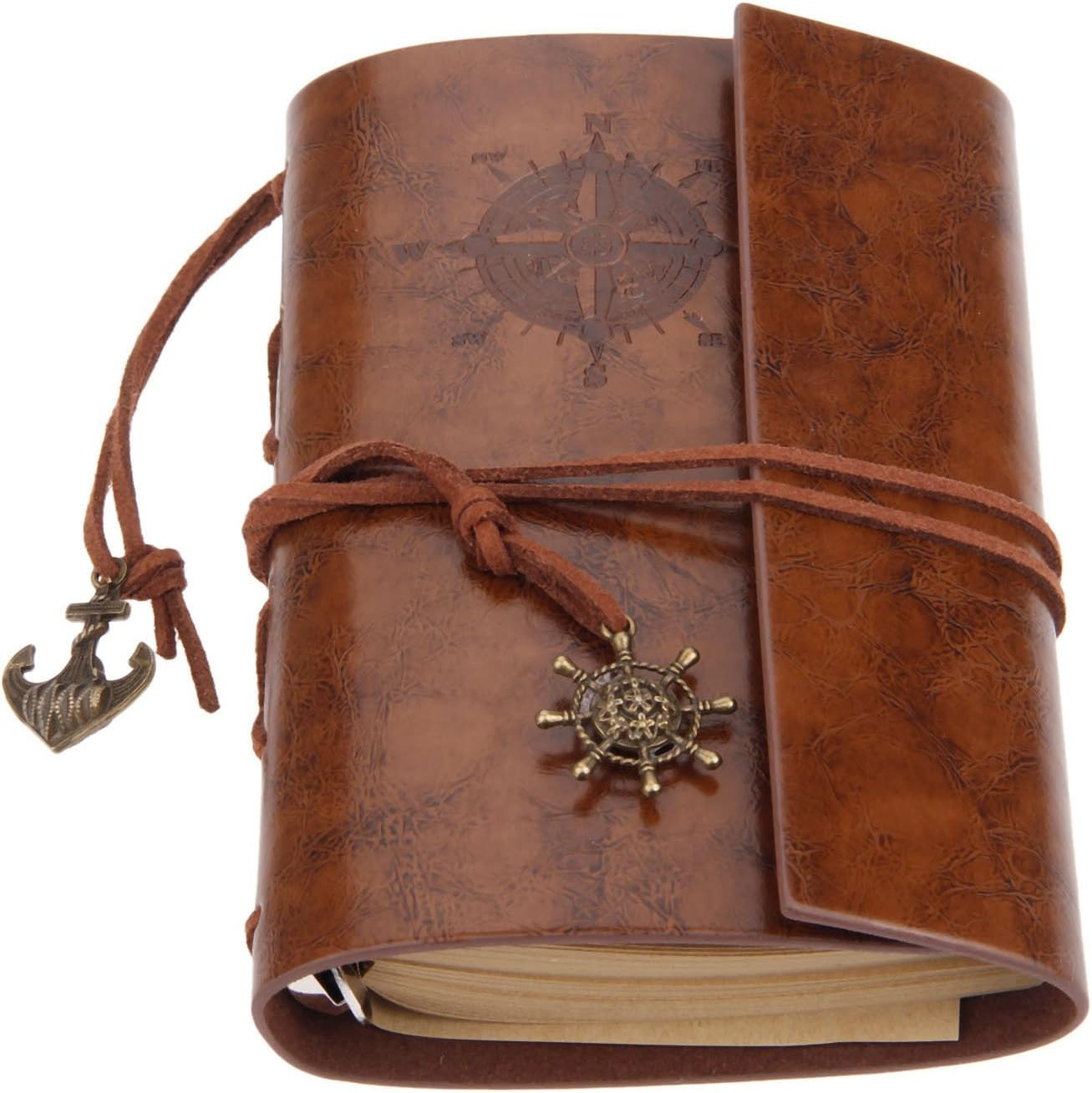 Vintage Leather Journal, 88 Sheets/176 Pages, 5.12″x3.35″, Brown Antique