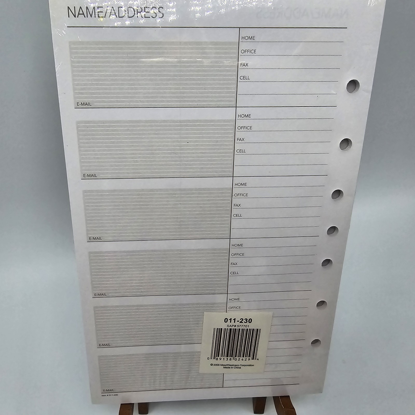 Day Runner Telephone Address Pages 3 7 ring 5.5 x 8.5 30 pg Dayrunner 011230