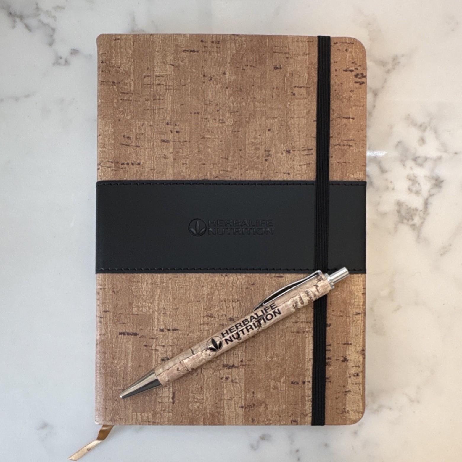 Herbalife Nutrition Cork & Faux Leather Blank Lined Journal with Ballpoint Pen