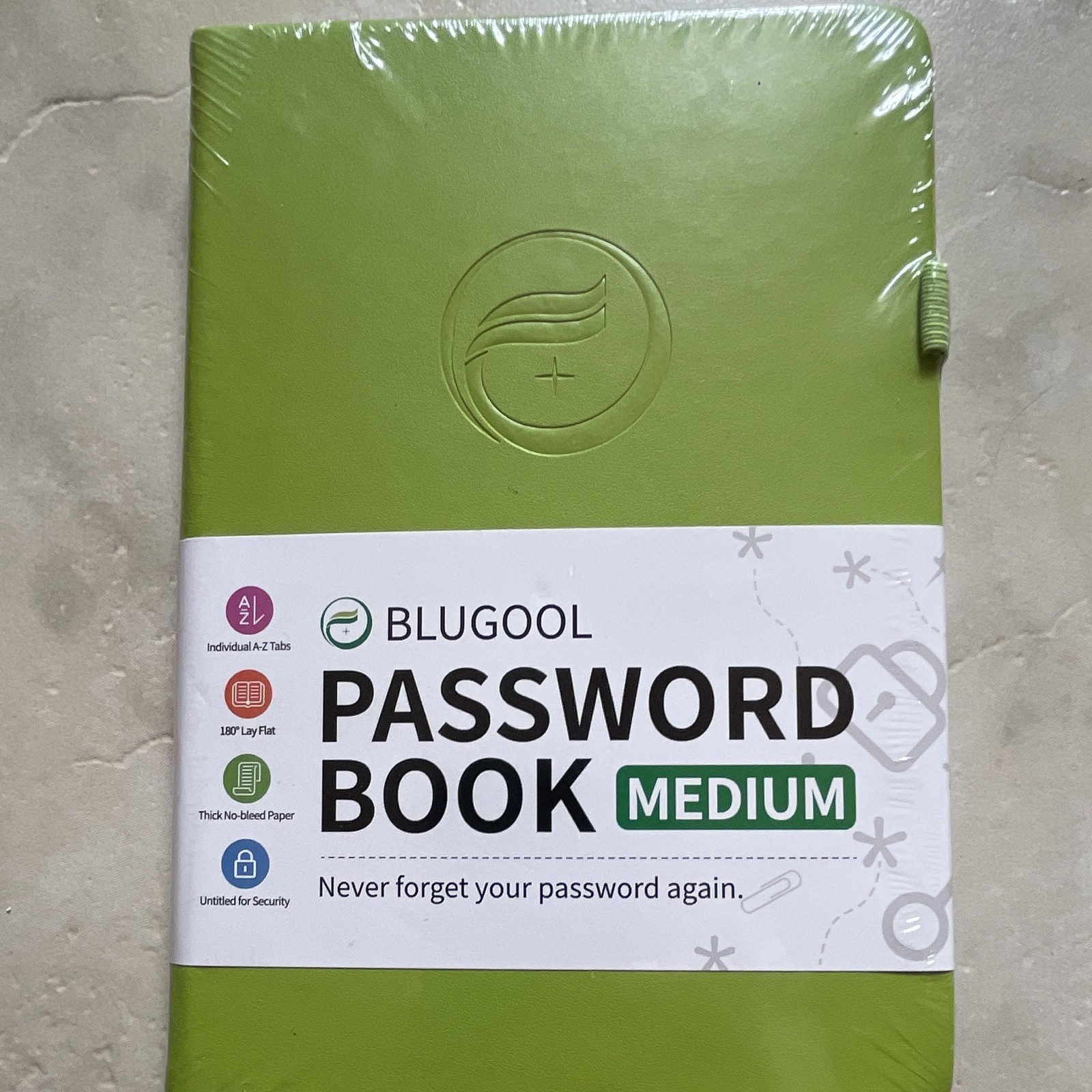 BLUGOOL Password Book Medium Grass Green A-Z Tabs Undated Faux Leather