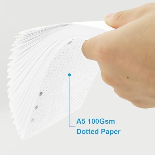 A5 Dotted Paper Refills 6 Hole Punched 100 Sheets 200 Pages Dot Grid Paper for