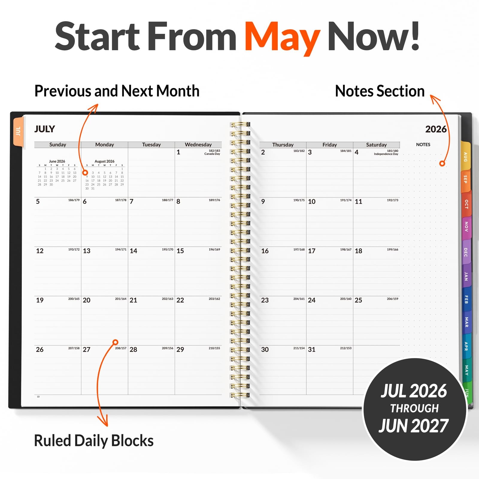 SUNEE 2026-2027 Appointment Book, 8.5″ x 11″, Minimalist Black