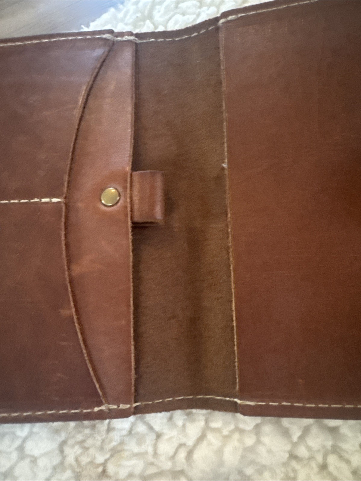 Holtz Genuine Kid Leather Portfolio Snap Latch Pockets Wallet Notebook Brown