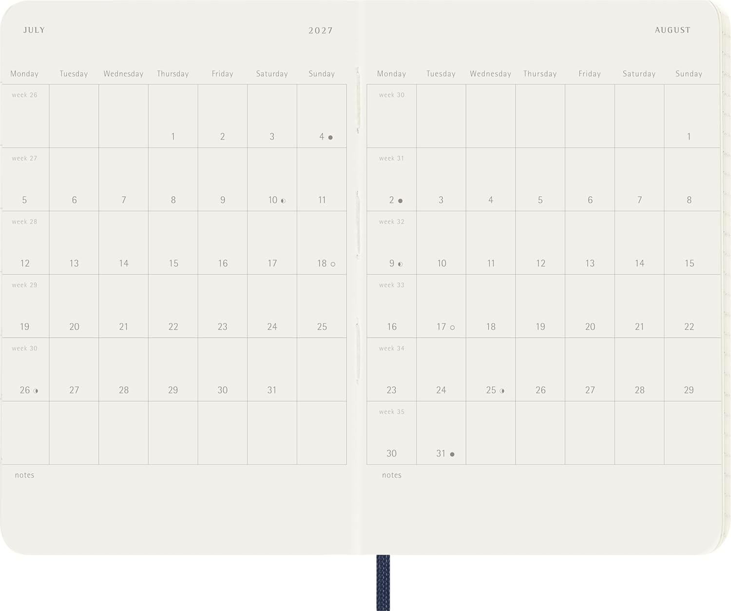 Moleskine Daily Planner 2027, Soft Cover 12 Month Diary with Elastic Closure, Po