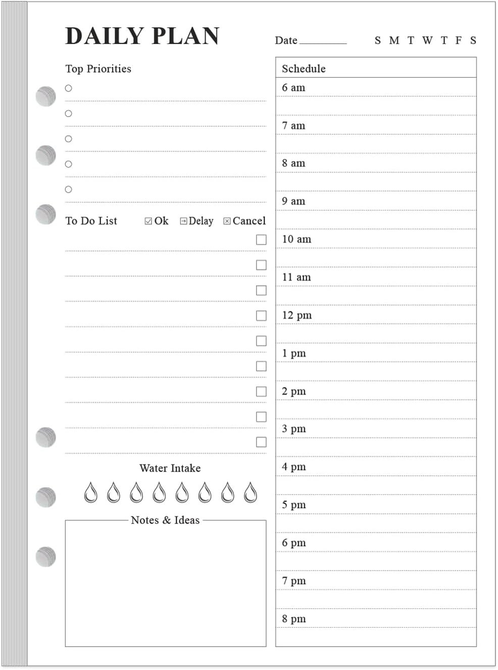 6-Hole Punched To Do List Insert – Daily Refill for A5 Binder,100 Sheets/200 …