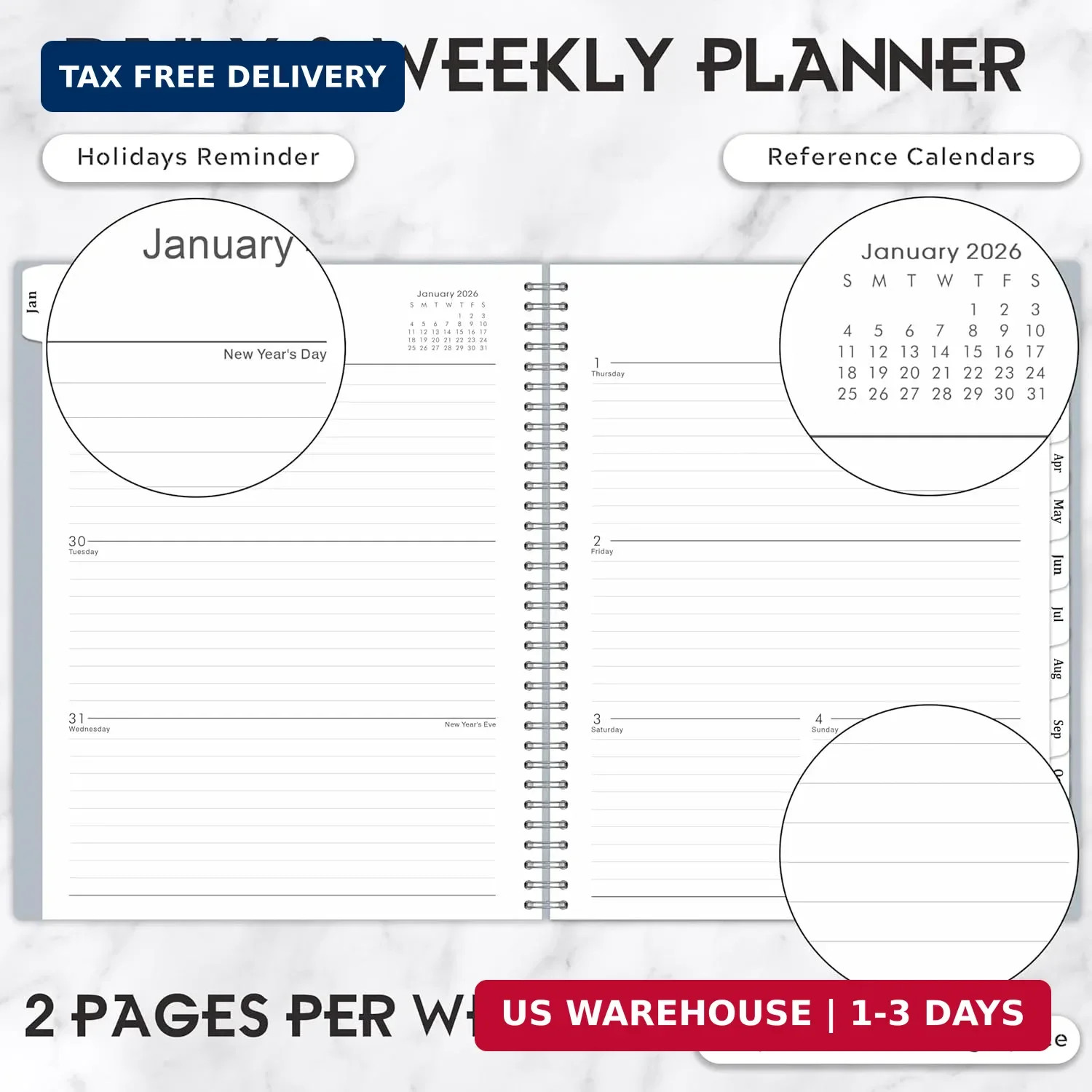 2026 Day-to-Day Planner – Large 9″ x 11″ with Weekly Pages & Easy Navigation USA