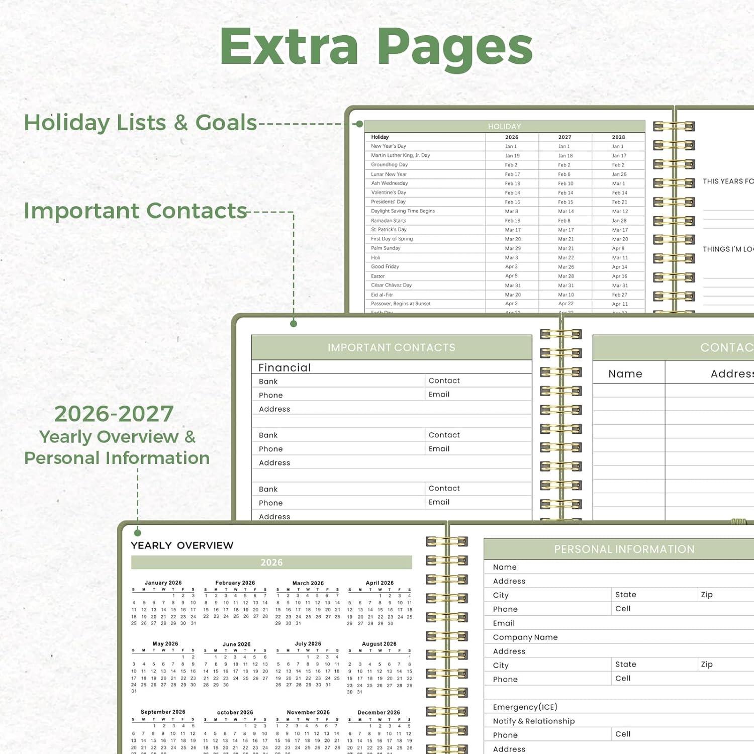 Oucaru Undated Weekly Planner, A5 To Do List Notebook with Goal & Habit Tracker