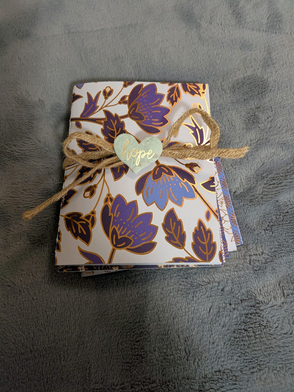 Set of 6 Handmade Blank Pocket Notebooks Approx. 4.5×5.5 Purple & Gold Foil Set