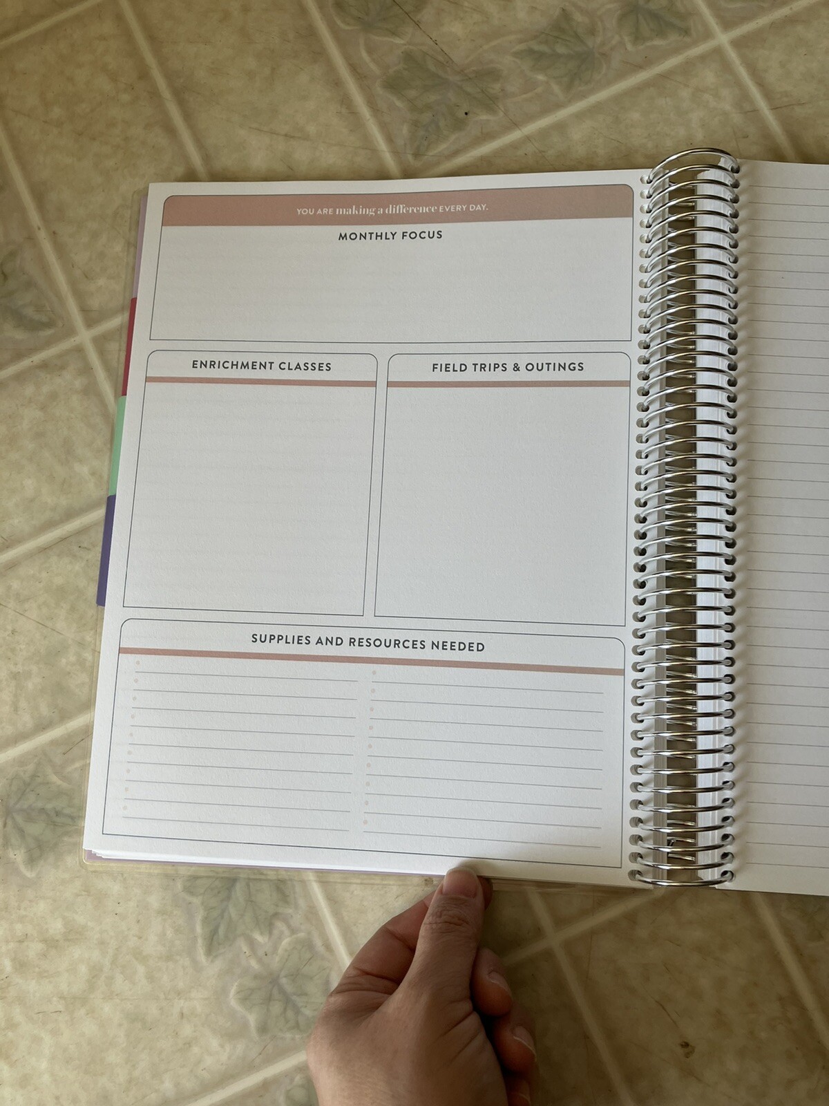 Undated Homeschool Planner 8.5″ x 11″ 12-Month Metallic Wildflower Erin Condren