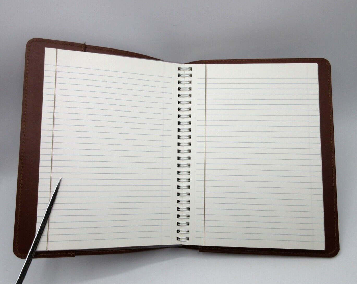 Jos. A. Bank Notebook 9″ Leather Cover Refillable Spiral 144 Lined Pages Brown