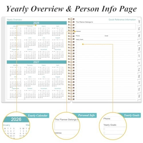 2026 Daily & Monthly Planner – One Page Per Day, 12 Monthly Tabs, 8.5″x11