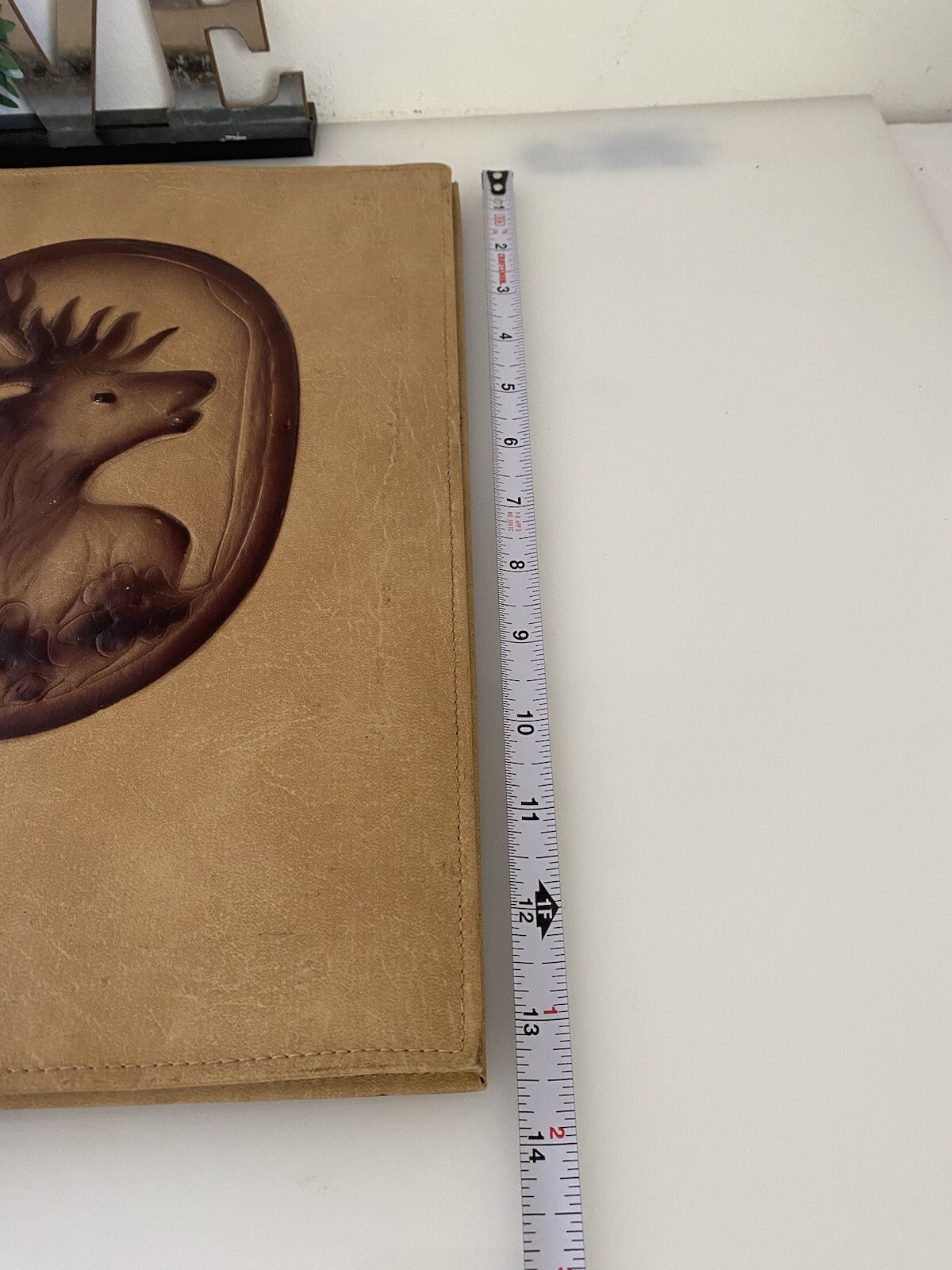 Vintage Business Leather Art Folio Padfolio Cover Embossed Tooled Deer Handmade