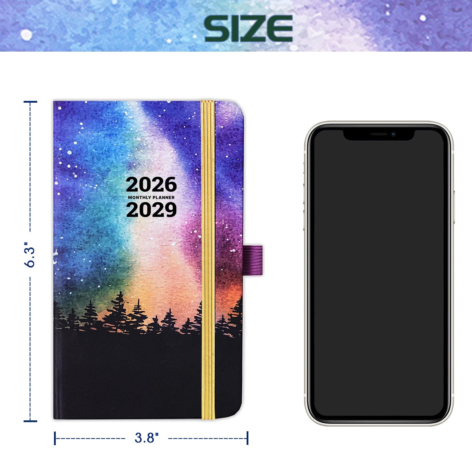 2026-2029 Pocket Planner/Calendar – 3 Year Monthly 3.8 x 6.4 inches, Colorful