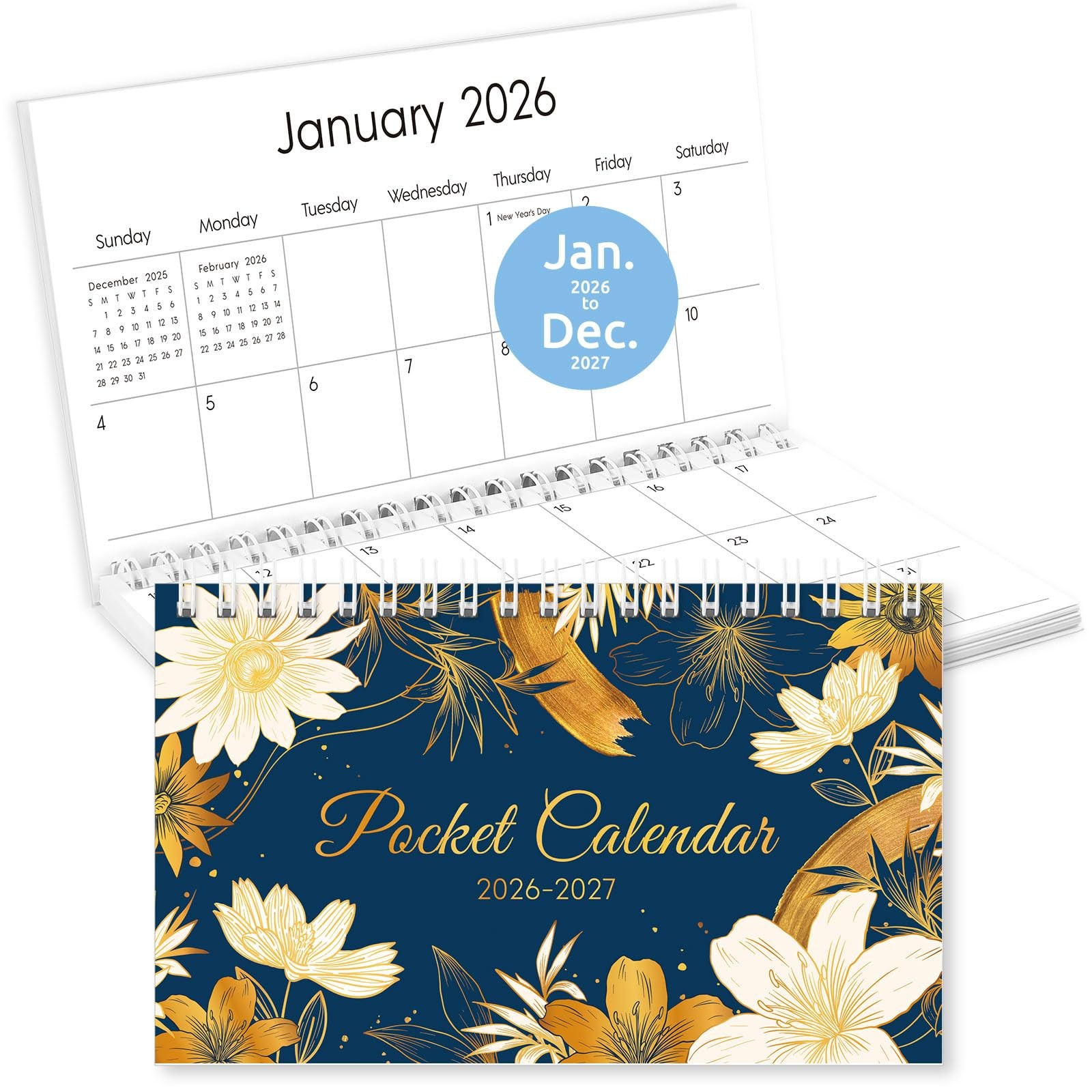 Pocket Calendar 2026-2027, Small Pocket Planner 2026 for Purse – 3.5’’×6.5’’ …