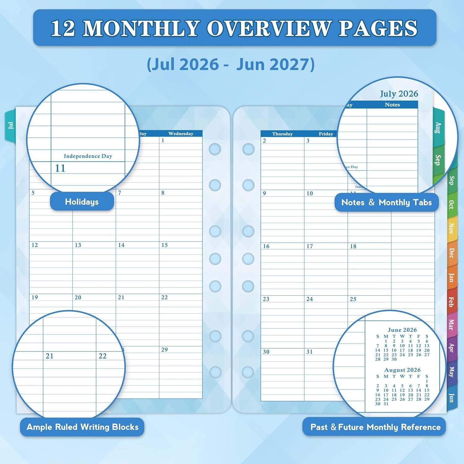 2026-2027 Planner Refills – Jul 2026 – Jun 2027, Two Pages Per Day Daily ＆ Mo…