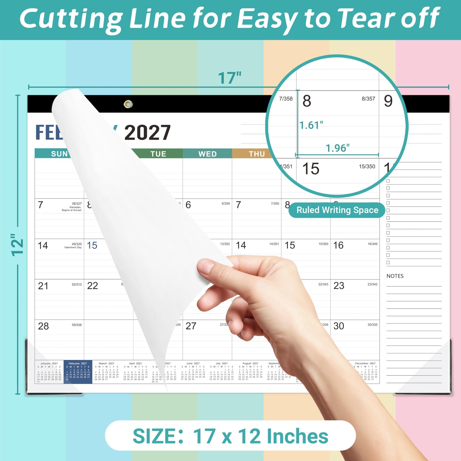 Desk Calendar 2026-2027 – Calendar, July 2026 – multicolored