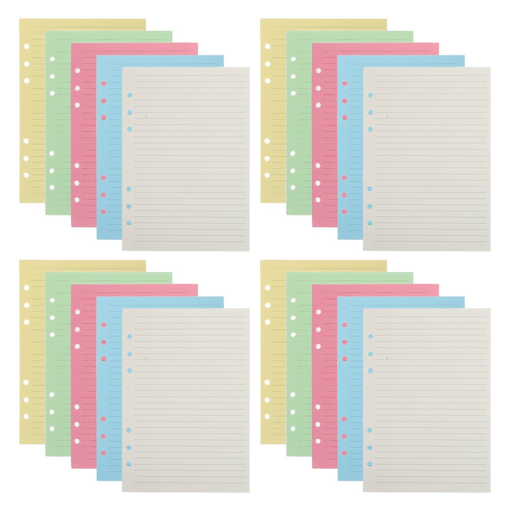 4 Set Multi Colored Lined Loose Leaf Paper Refill Inserts for Binder Notebooks