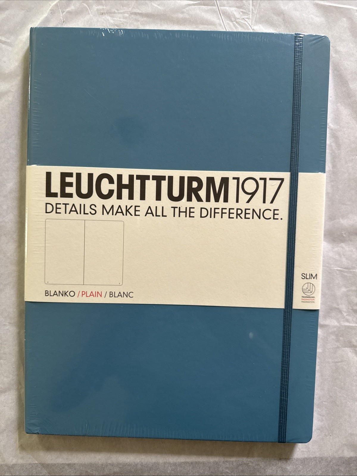 Leuchtturm 1917 Large Hardcover A4 Notebook Plain Slim 121 Pages NORDIC BLUE NEW