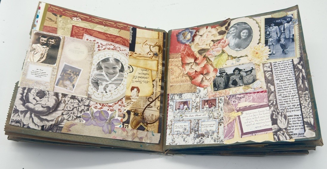 Junk Journal Young Boy Orange Yellow Flowers 6×5 Inches With Coffee Dyed Paper