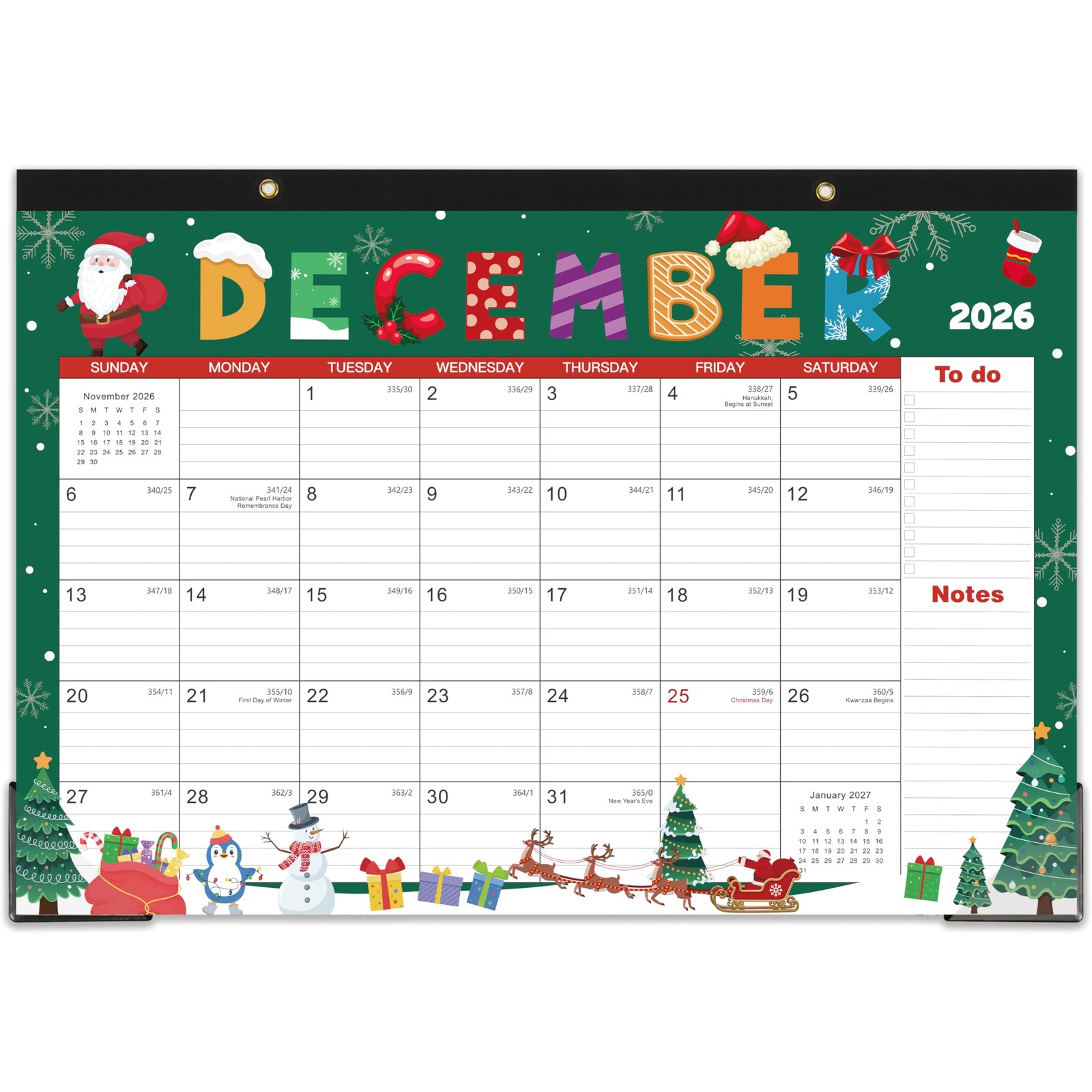 2026 Desk Calendar – Jan 2026 – Dec 2026, 2026 Calendar, 17″ x 12″, x 12″