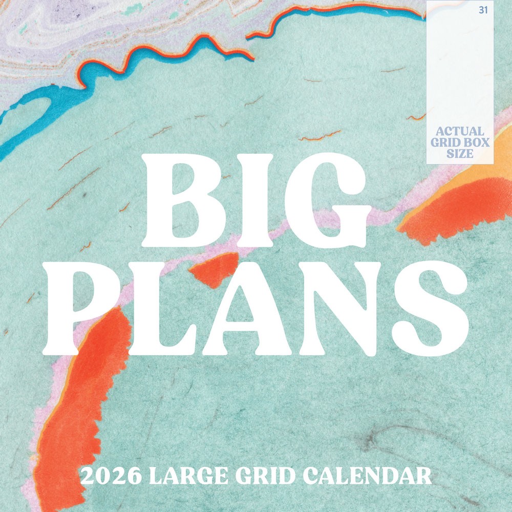 Large Grid Calendar 2026 | 12″ x 24″ 12 Month Calendar | Marble City Press