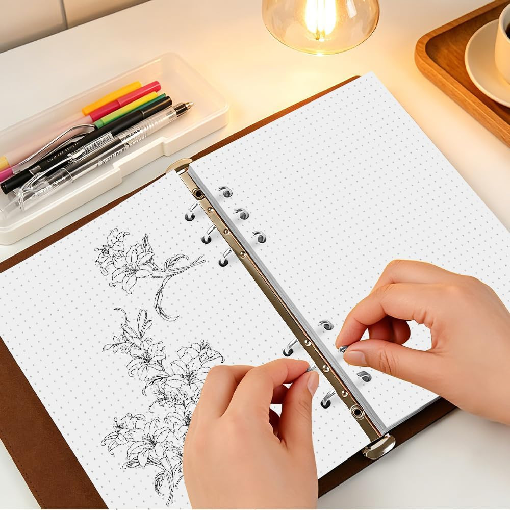 (3 Pack) A5 Dotted Paper Refills – 6 Hole Punched, 300 Sheets/600 Pages Dot Grid