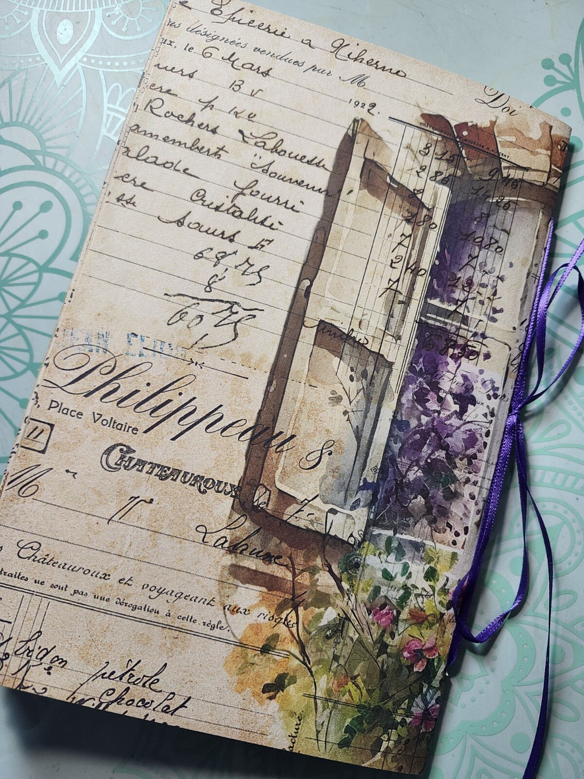 Junk Journal BOOKLET “FLORAL WINDOWS 2” HANDMADE Flowers, European Architecture