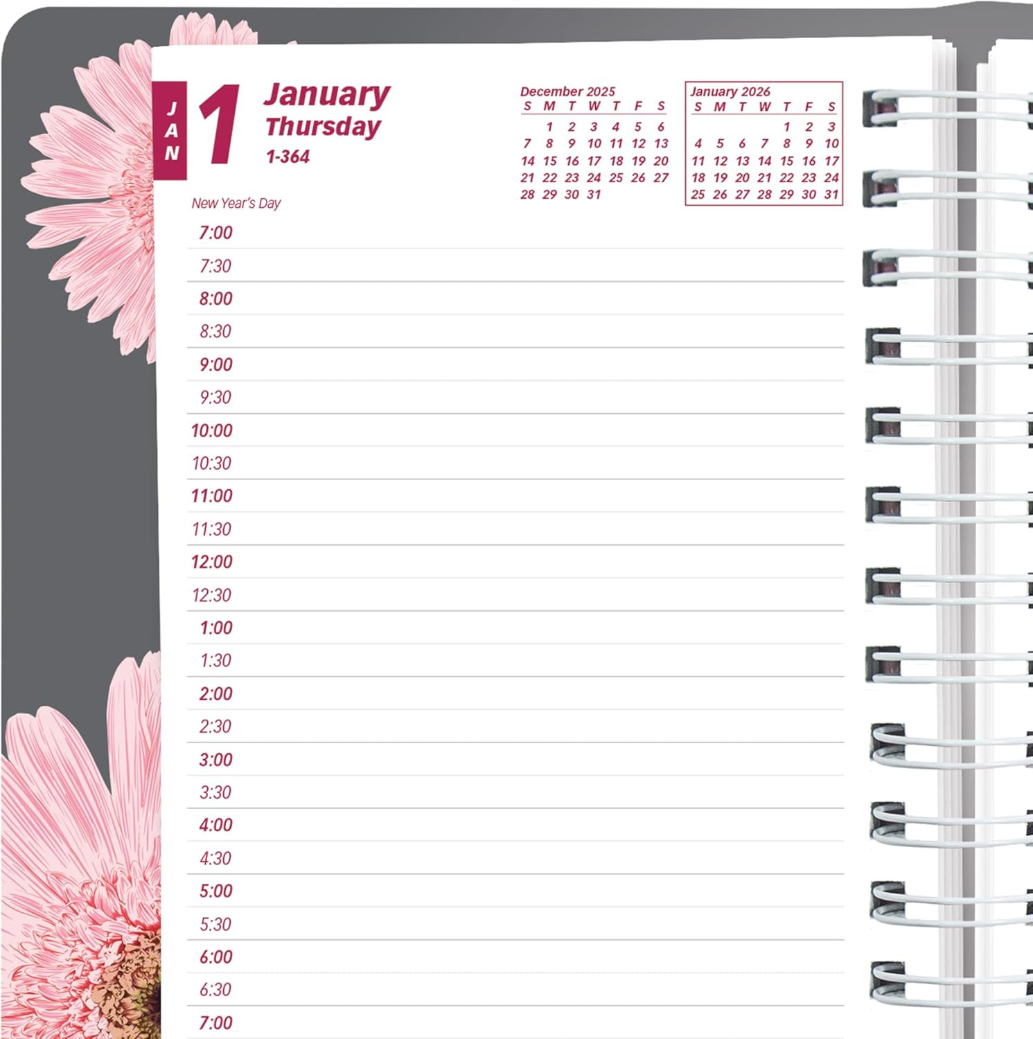 ® 2026 Pink Essential Daily/Monthly Planner, Appointment Book, 12 Months, Januar