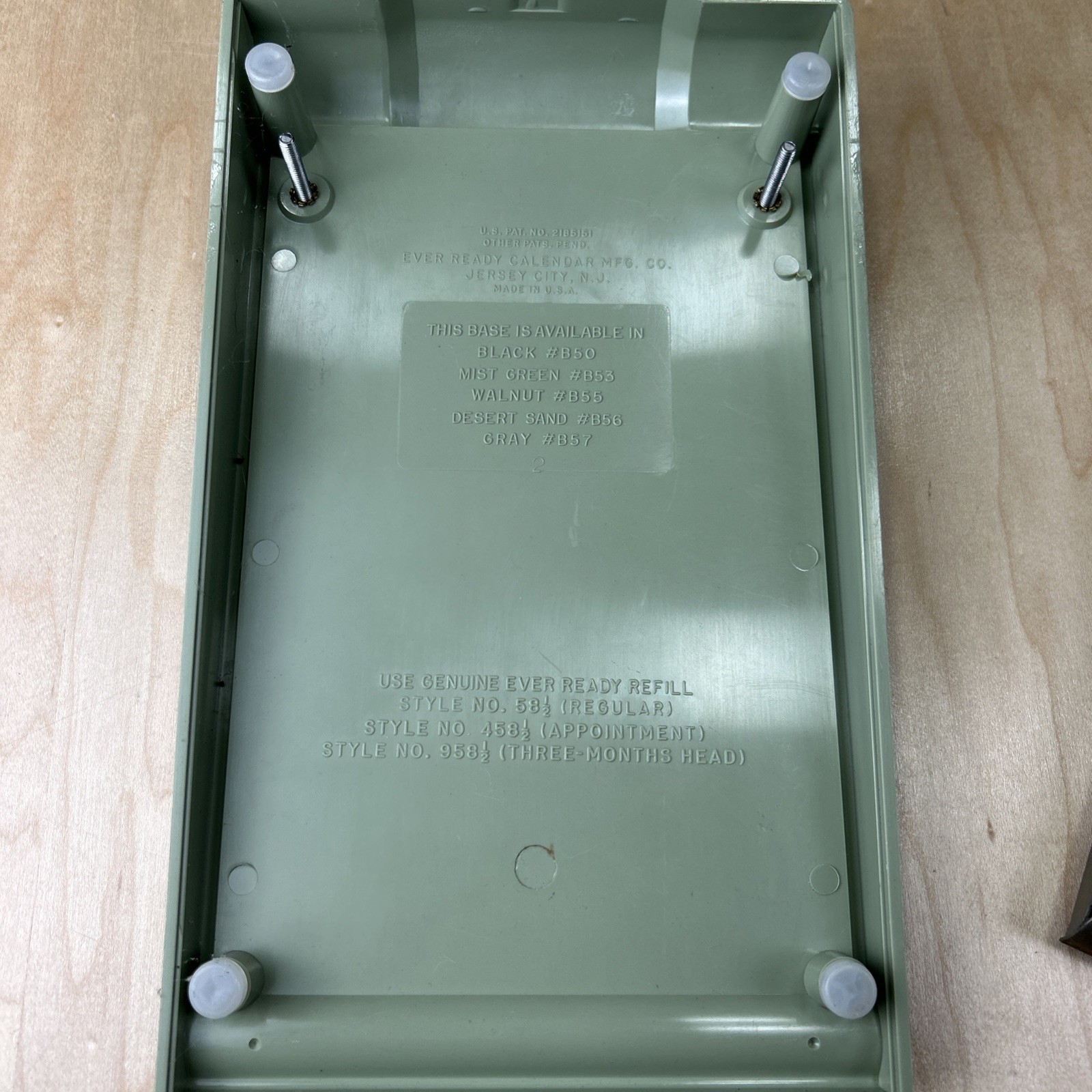 Vintage Ever Ready Work-A-Day Desk Calendar Bases Gray & Green Mid Century USA