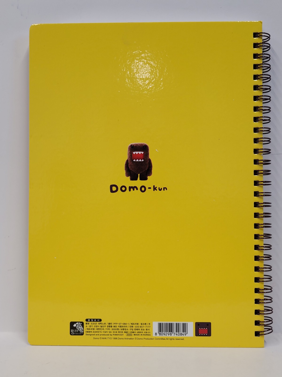 Notebook – Domo Kun DomoKun Hard-Cover Diary Journals Lined Book 10″ NEW YELLOW