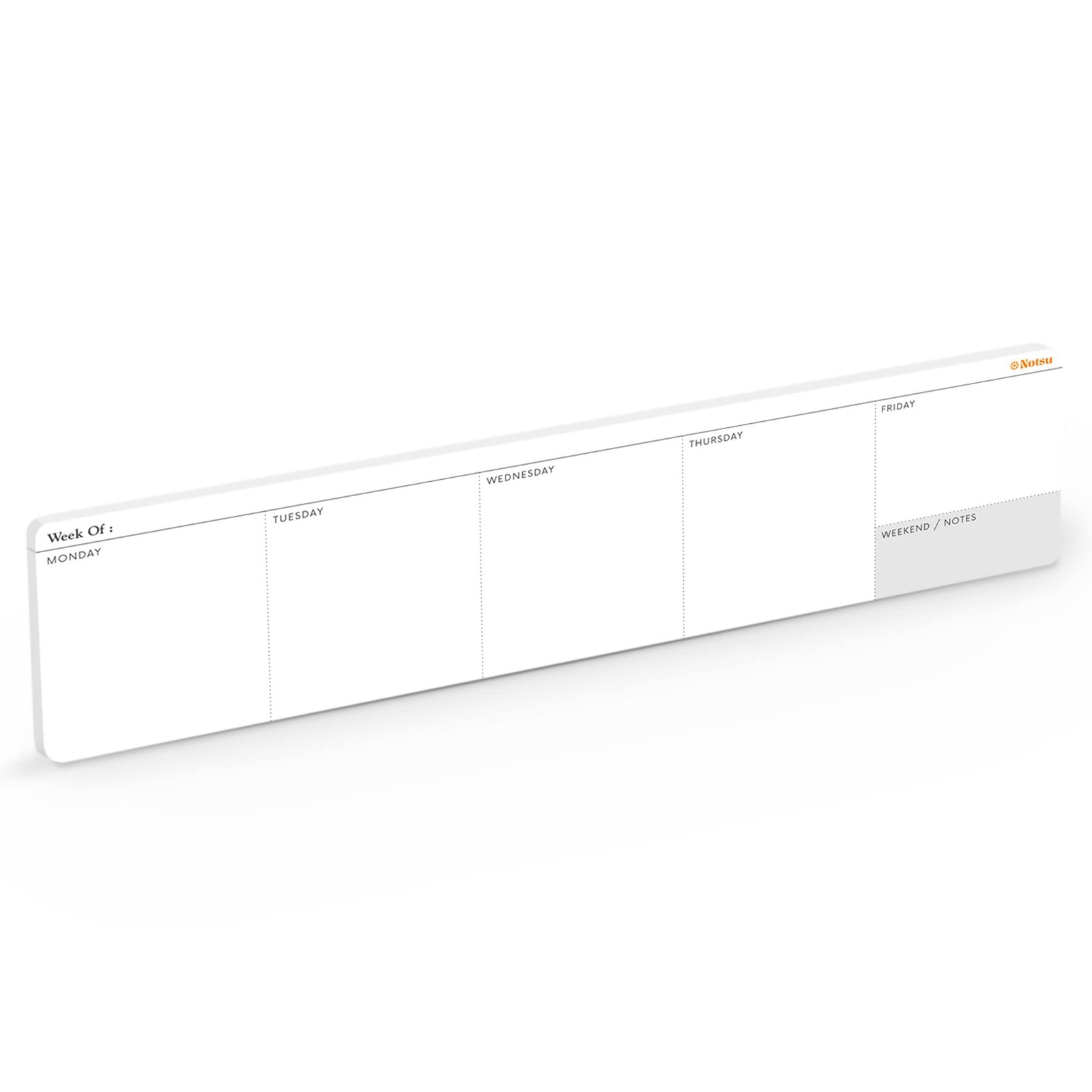 Notsu Weekly Keyboard Planner Notepad | Minimalist 12 x 3 inches, White