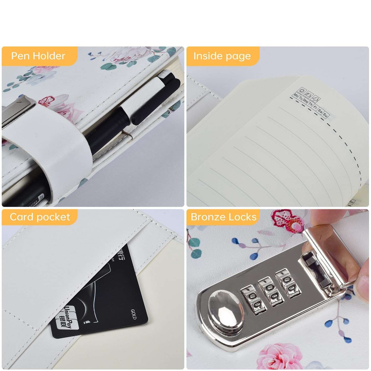 ARRLSDB A5 Creative Password Lock Diary, PU Leather 8.47″ x 5.9″, Style 2