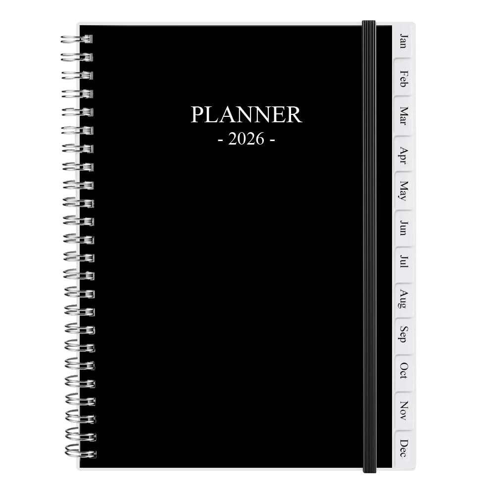 Planner 2026, Monthly Runs January 2026 to December A5, Black