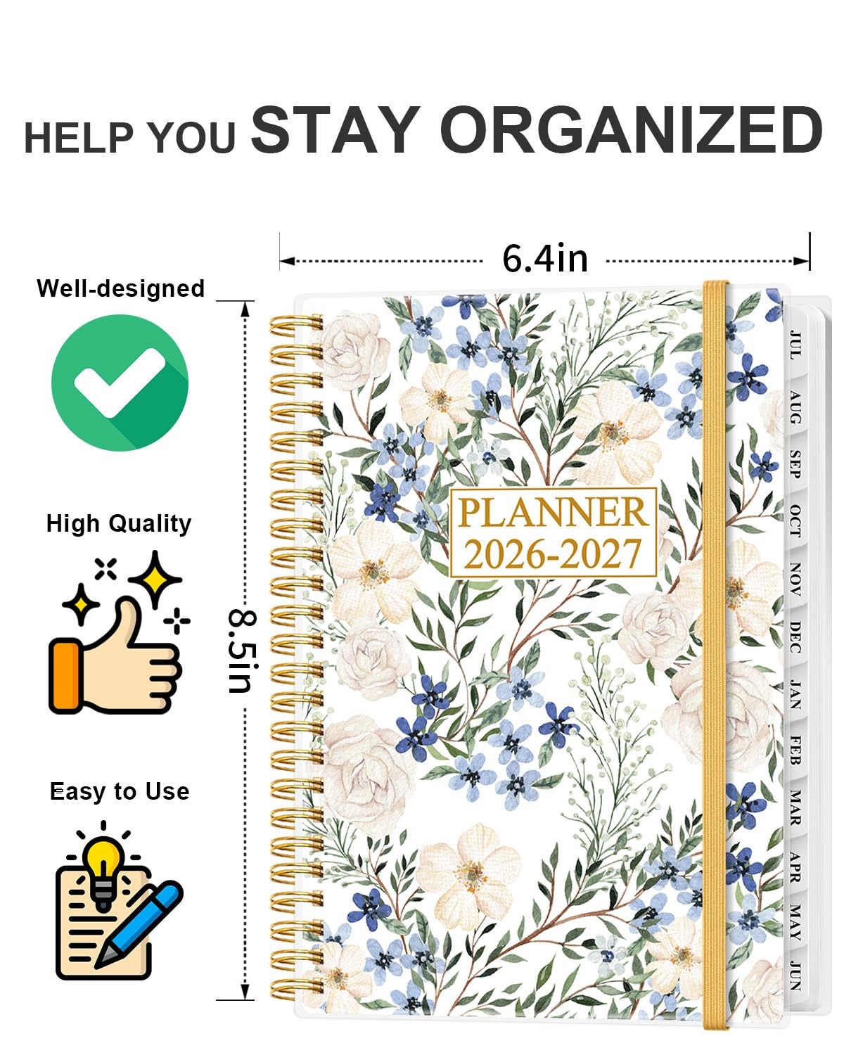 Academic Planner 2026-2027 – Weekly & Monthly 6.4” x 8.5”, Crushed Flower