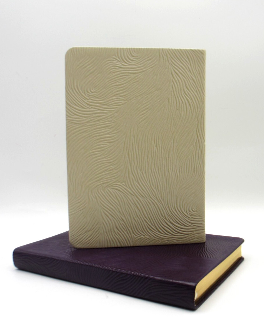 Leather Soft Cover Journal 7″ 224 Lined Pages Graphic Image Swirl Embossed Ivory