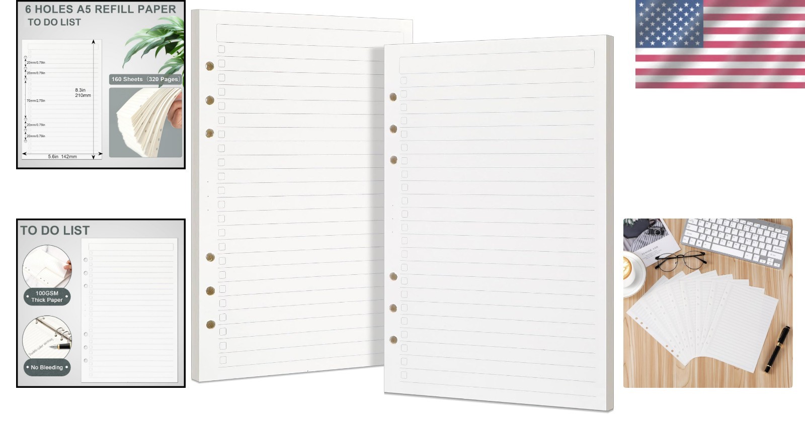 Flexible A5 Daily Planner Sheets – 160 Loose Leaf Inserts for Goal Setting