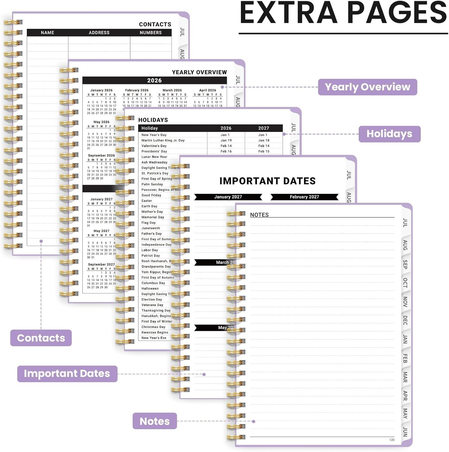 A5 2026-2027 Academic Planner with Monthly Tabs: Perfect for Students & Teachers