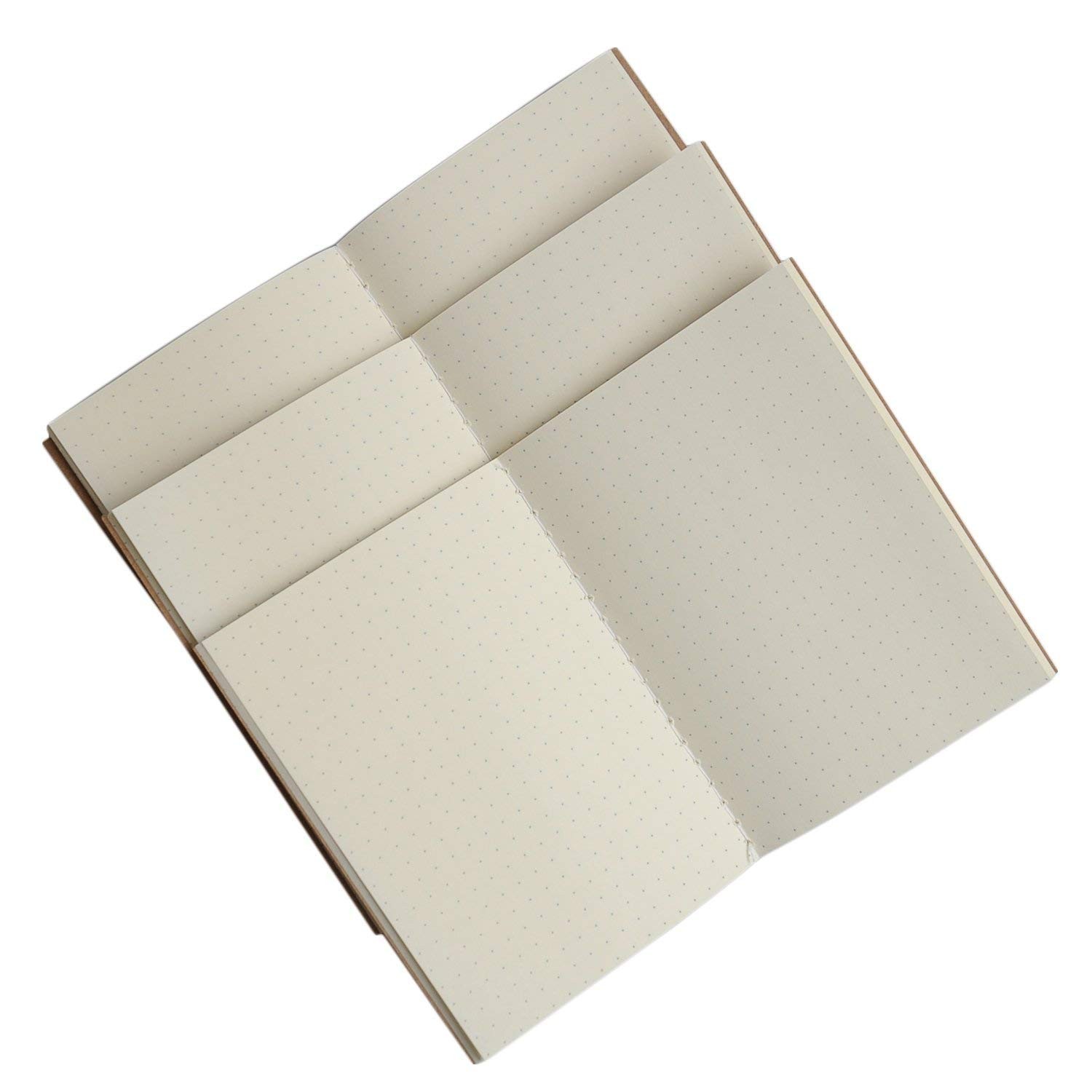 A5 Dotted Grid Journal Refill, 5.5×8.3 In, 3 Booklets, 240 Pages, Brown