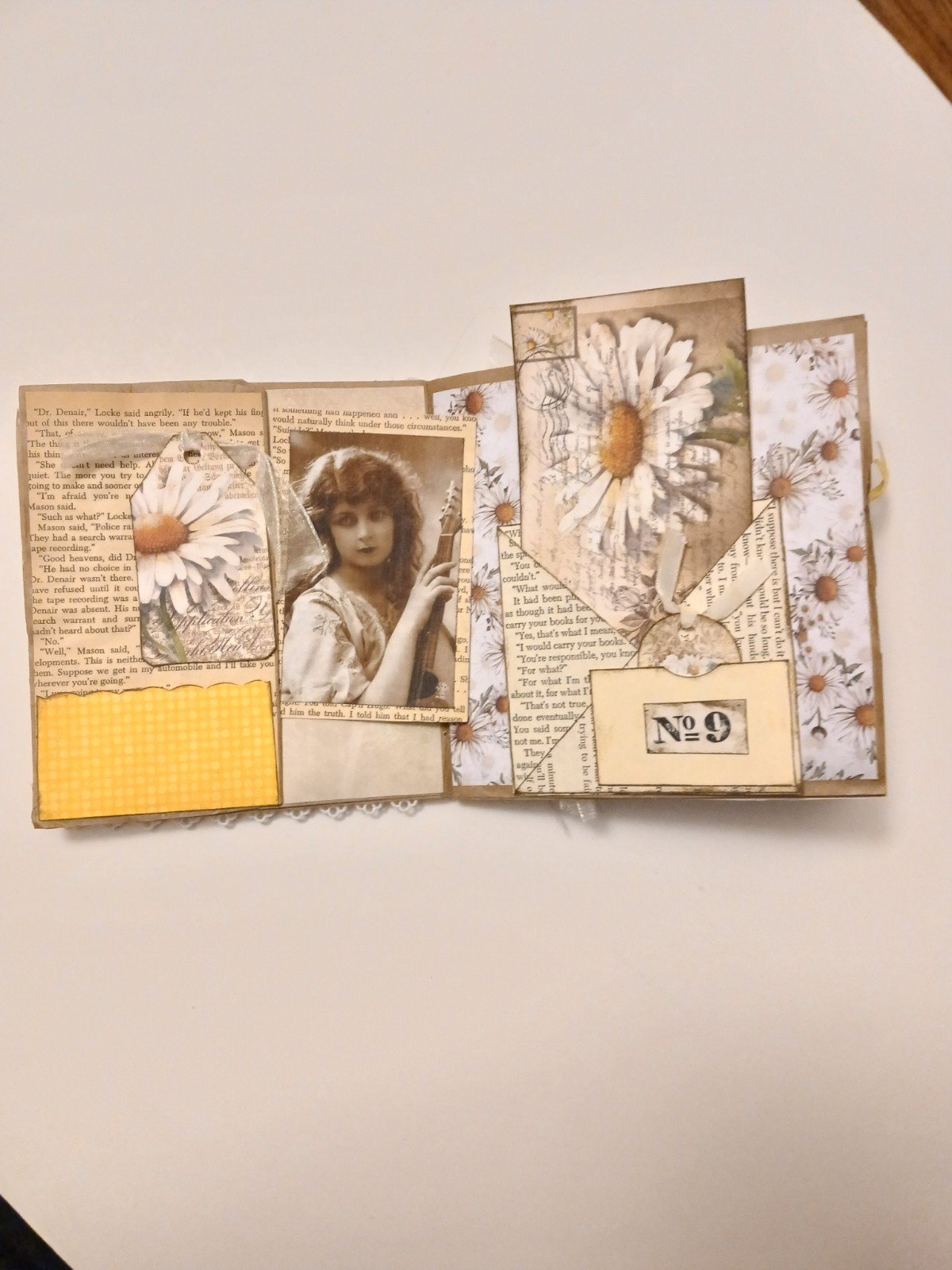 Handmade Daisy Summer Unique Paper Lunch Bag Junk Journal Ooak