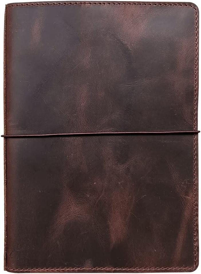 Stylish A5 Leather Notebook Cover with Durable Elastic Closure and Card Slots