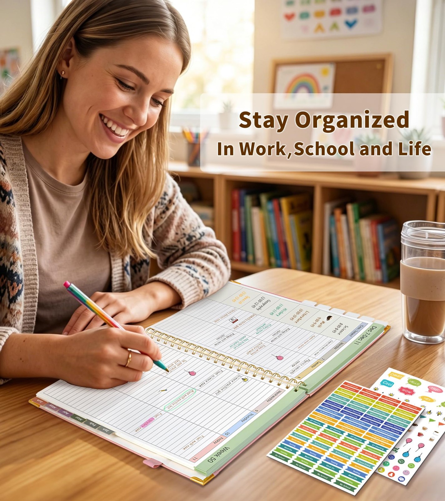 Teacher Planner 2026-2027, July 2026 – June 2027, Academic Weekly & A4, Pink