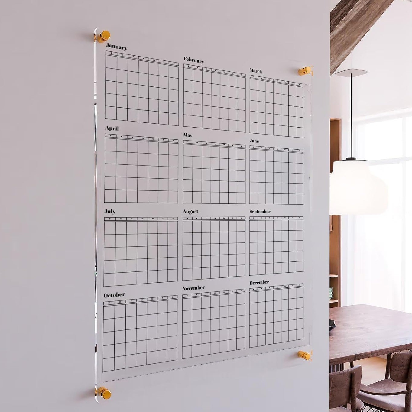 Guardmate YEAR Calendar Acrylic Dry-Erase Board 28″ x 40″ Wall-Mount w Markers