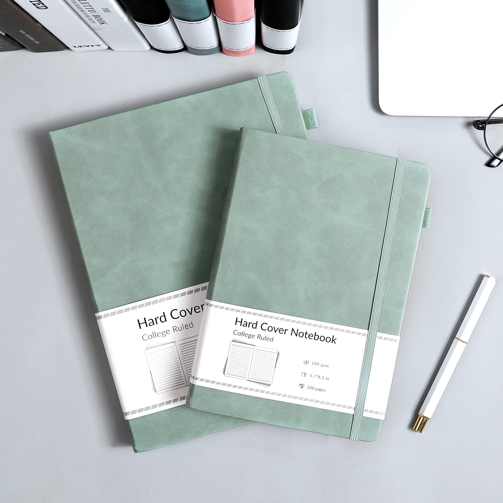 CAGIE Lined Journal Notebook for Women Men 320 Pages 100 Gsm Paper A5, Green