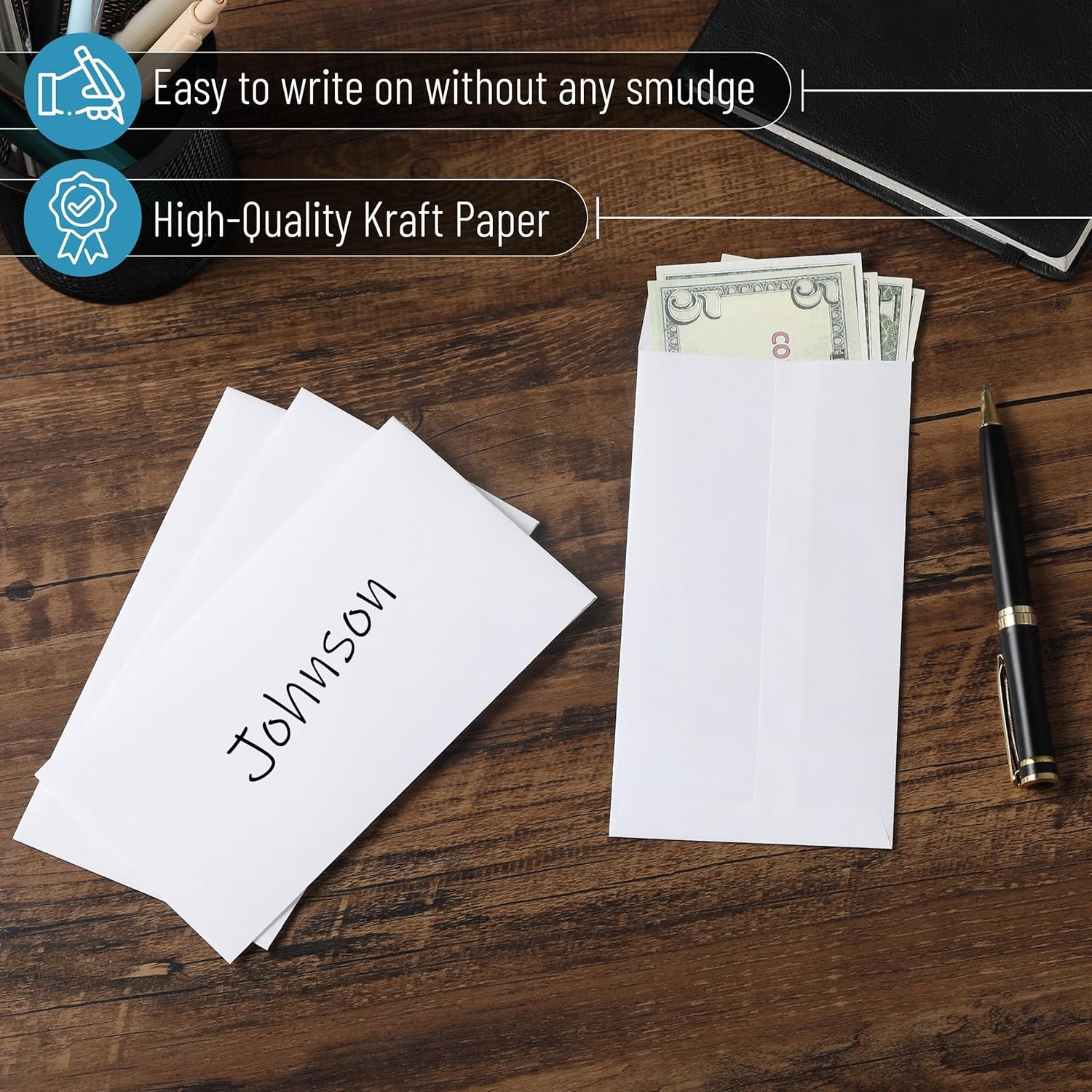 Mr. Pen- Money Envelopes for Cash, 100 Pack, 6.5″ x 3.5″, White, Small Money Sav